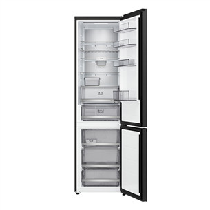LG, Total No Frost, 375 L, height 203 cm, black steel - Refrigerator