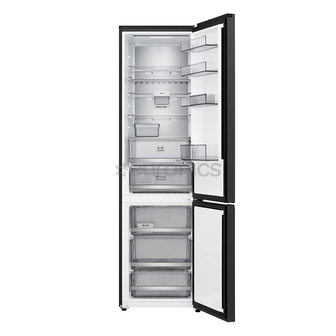 LG, Total No Frost, 375 L, height 203 cm, black steel - Refrigerator