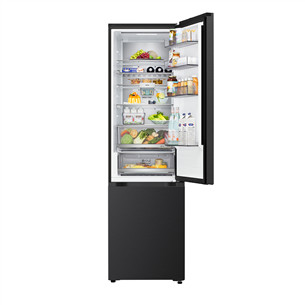 LG, Total No Frost, 375 L, height 203 cm, black steel - Refrigerator