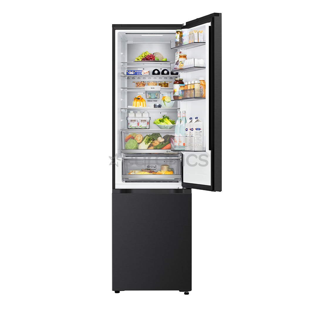 LG, Total No Frost, 375 L, height 203 cm, black steel - Refrigerator