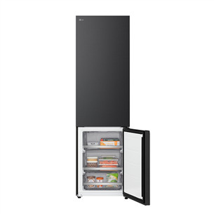 LG, Total No Frost, 375 L, height 203 cm, black steel - Refrigerator
