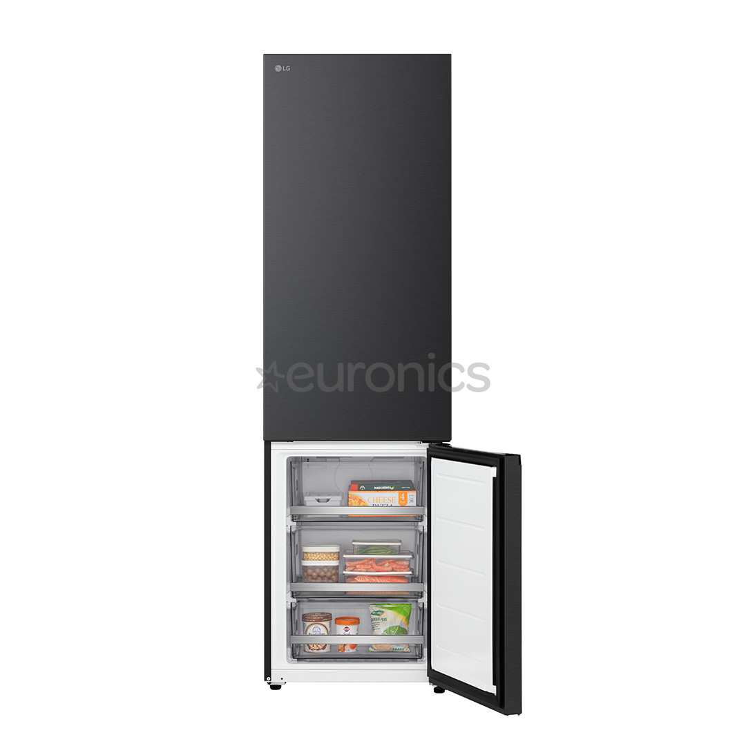 LG, Total No Frost, 375 L, height 203 cm, black steel - Refrigerator