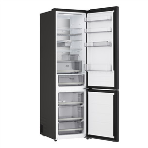 LG, Total No Frost, 375 L, height 203 cm, black steel - Refrigerator