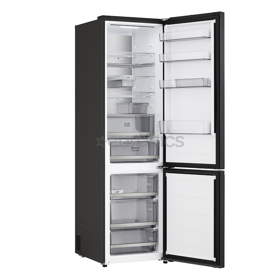 LG, Total No Frost, 375 L, height 203 cm, black steel - Refrigerator