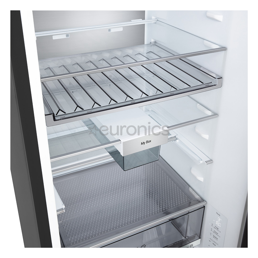 LG, Total No Frost, 375 L, height 203 cm, black steel - Refrigerator