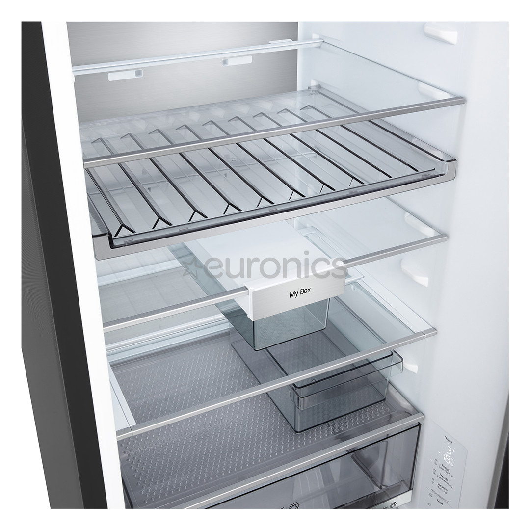 LG, Total No Frost, 375 L, height 203 cm, black steel - Refrigerator