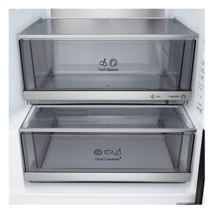 LG, Total No Frost, 375 L, height 203 cm, black steel - Refrigerator