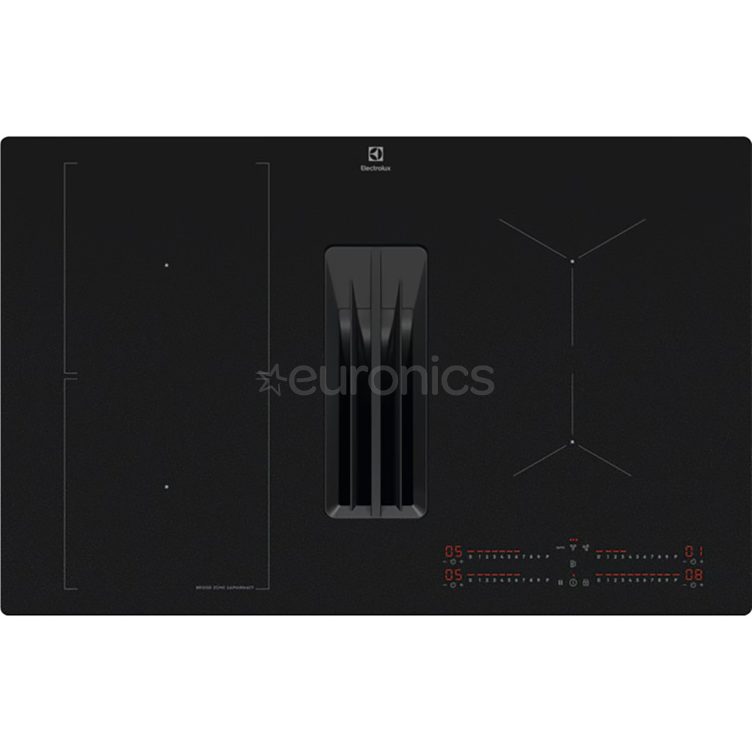 Electrolux 600 Series, laius 80 cm, must - Integreeritav induktsioonpliidiplaat õhupuhastiga