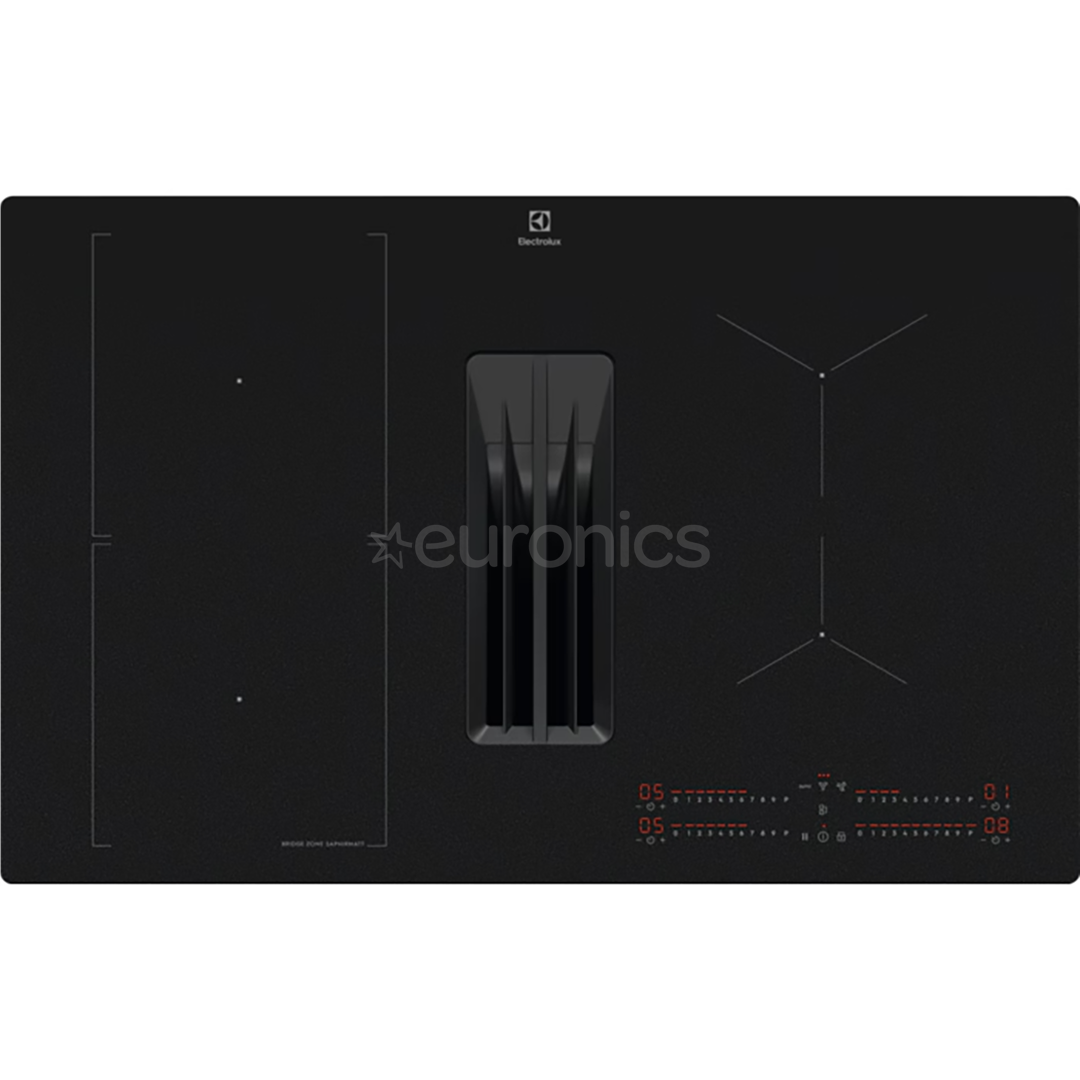 Electrolux 600 Series, width 80 cm, black - Built-in induction hob with cooker hood