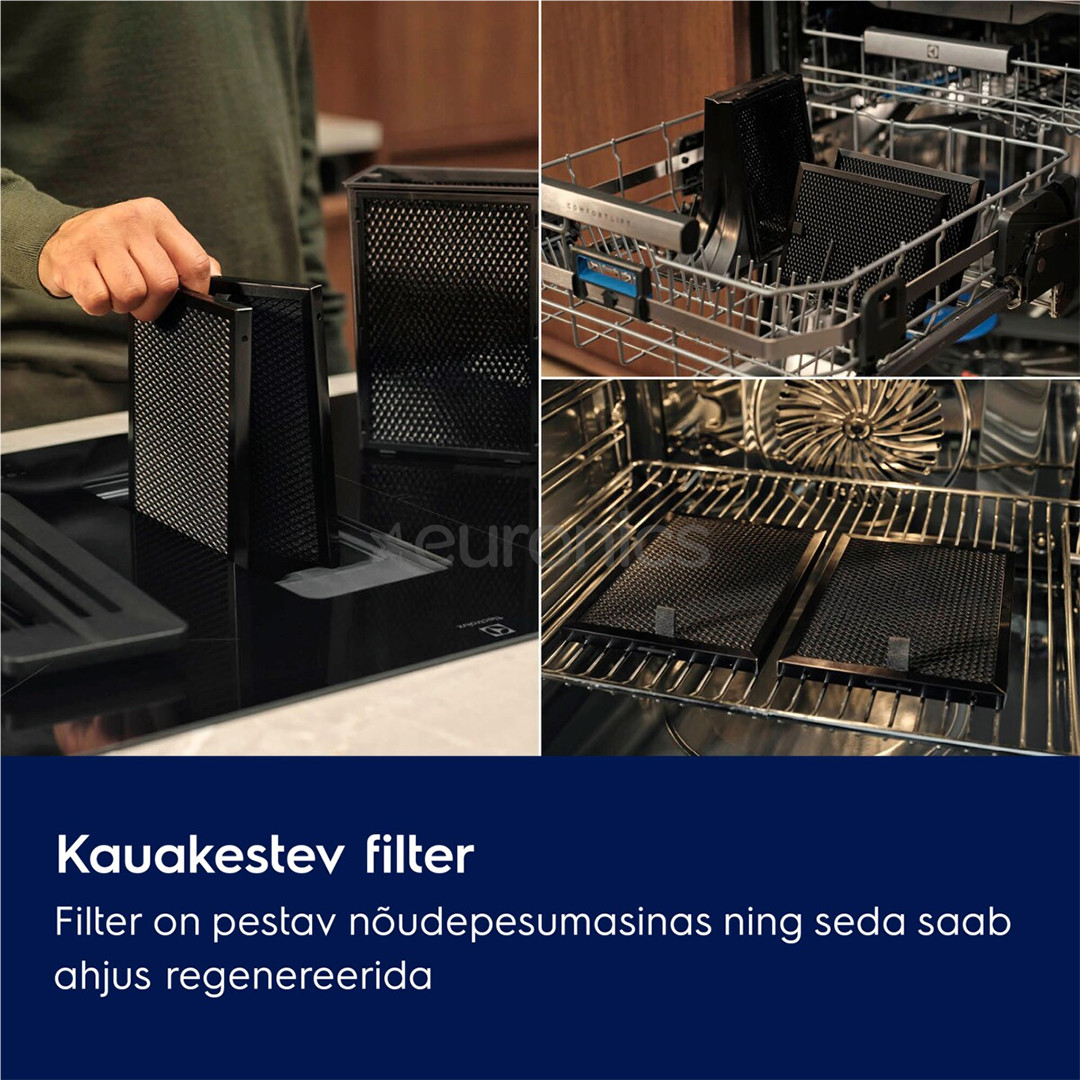 Electrolux 600 Series, laius 80 cm, must - Integreeritav induktsioonpliidiplaat õhupuhastiga