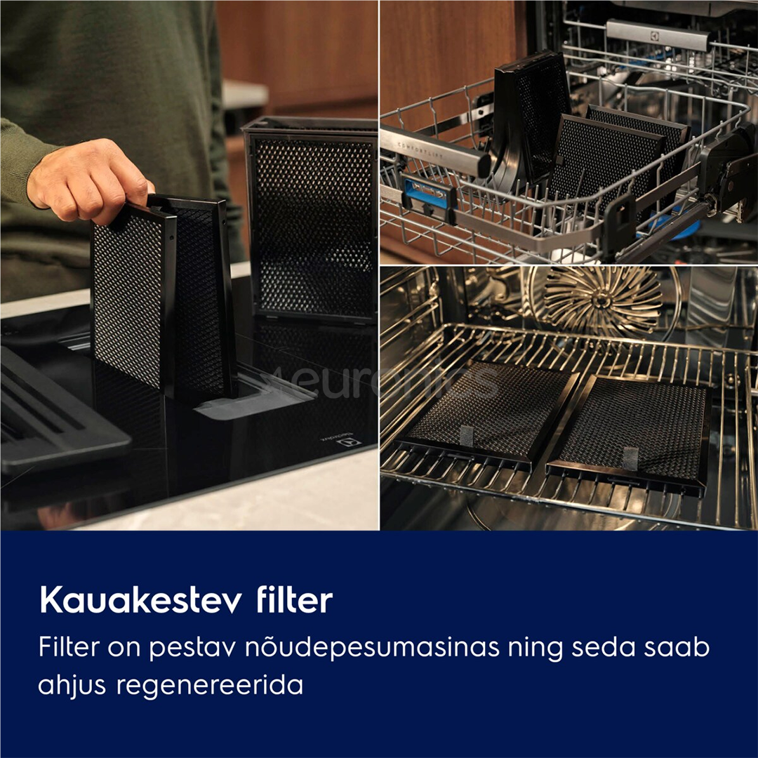 Electrolux 600 Series, width 80 cm, black - Built-in induction hob with cooker hood