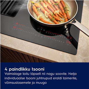 Electrolux 600 Series, laius 80 cm, must - Integreeritav induktsioonpliidiplaat õhupuhastiga