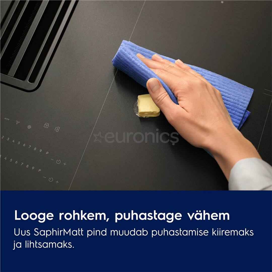 Electrolux 600 Series, laius 80 cm, must - Integreeritav induktsioonpliidiplaat õhupuhastiga