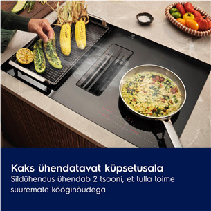 Electrolux 600 Series, laius 80 cm, must - Integreeritav induktsioonpliidiplaat õhupuhastiga