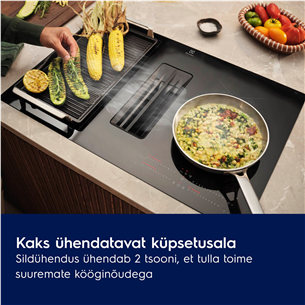 Electrolux 600 Series, width 80 cm, black - Built-in induction hob with cooker hood
