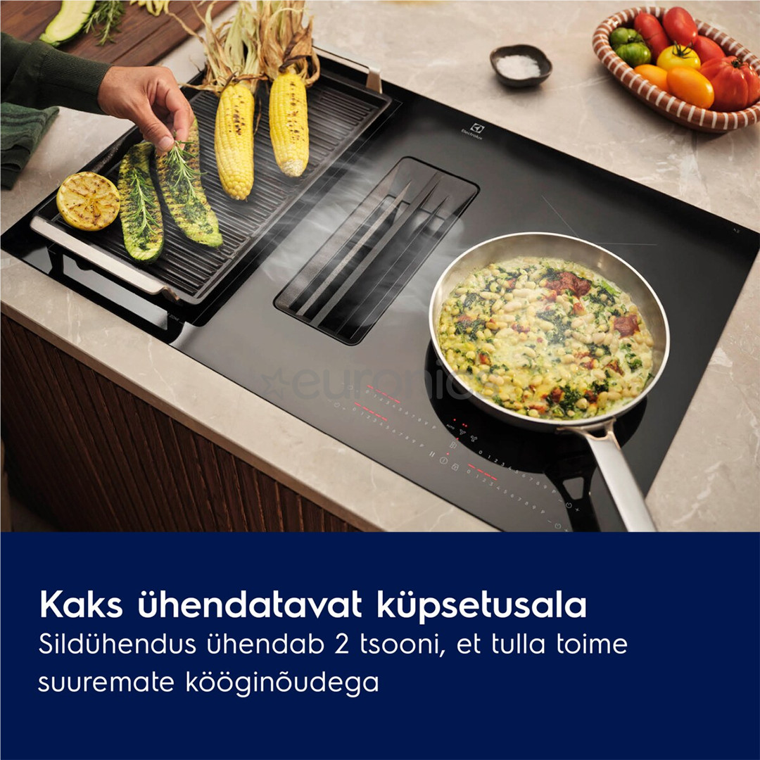 Electrolux 600 Series, laius 80 cm, must - Integreeritav induktsioonpliidiplaat õhupuhastiga