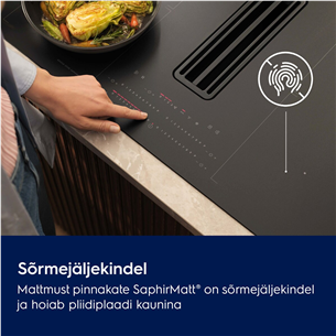 Electrolux 600 Series, width 80 cm, black - Built-in induction hob with cooker hood
