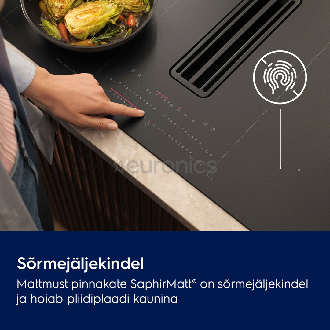 Electrolux 600 Series, laius 80 cm, must - Integreeritav induktsioonpliidiplaat õhupuhastiga