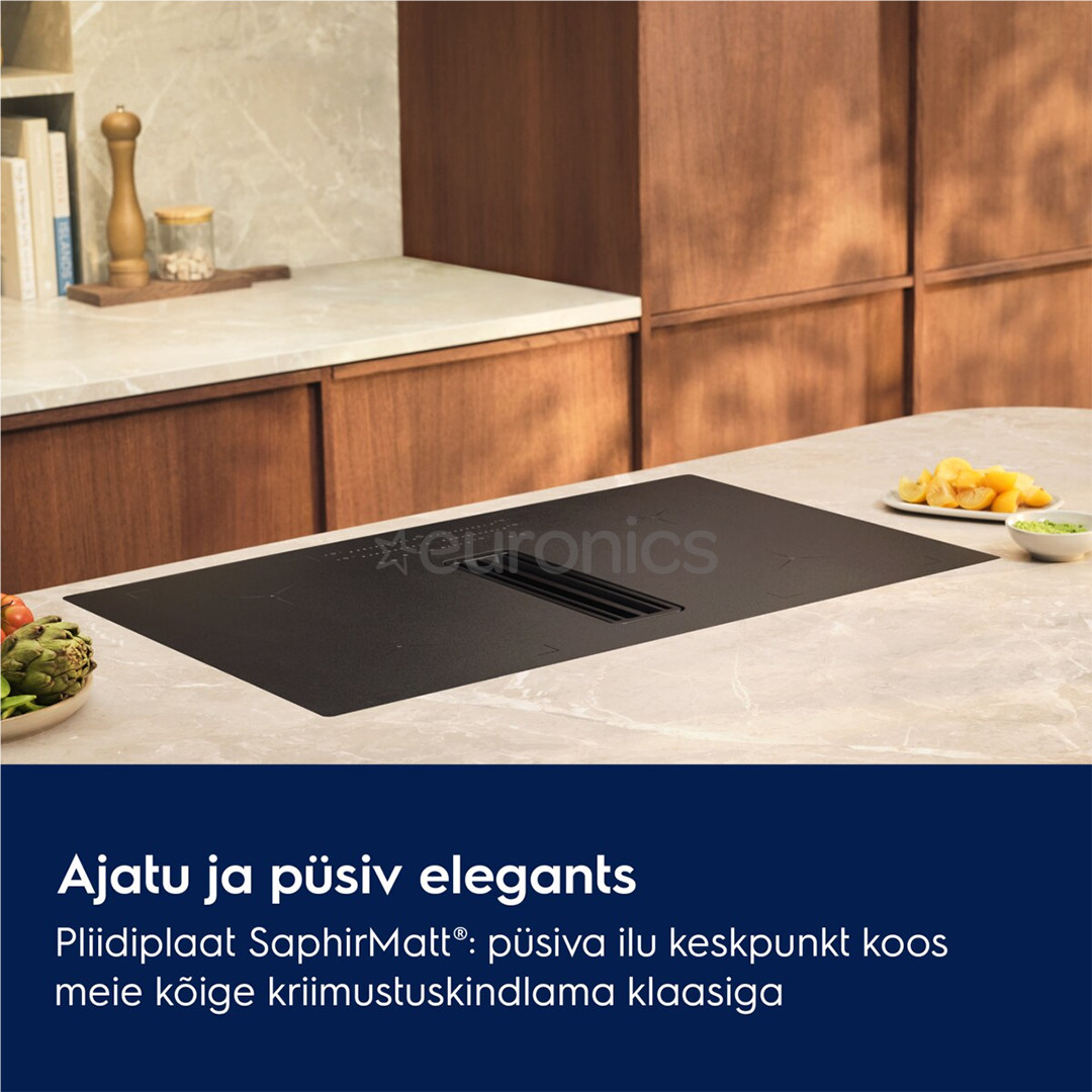 Electrolux 600 Series, laius 80 cm, must - Integreeritav induktsioonpliidiplaat õhupuhastiga