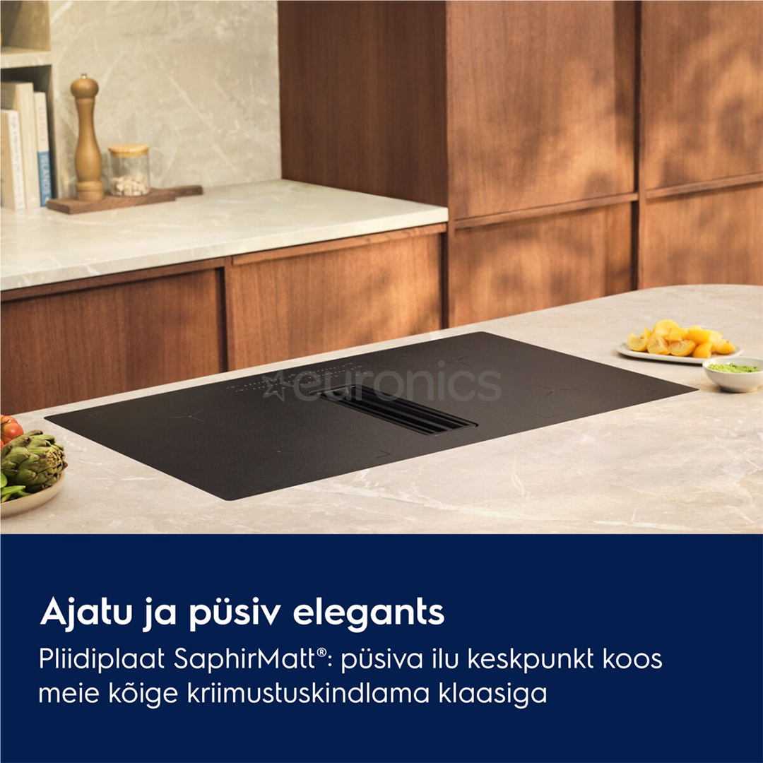 Electrolux 600 Series, width 80 cm, black - Built-in induction hob with cooker hood