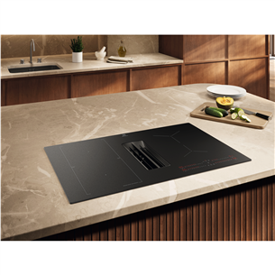 Electrolux 600 Series, width 80 cm, black - Built-in induction hob with cooker hood