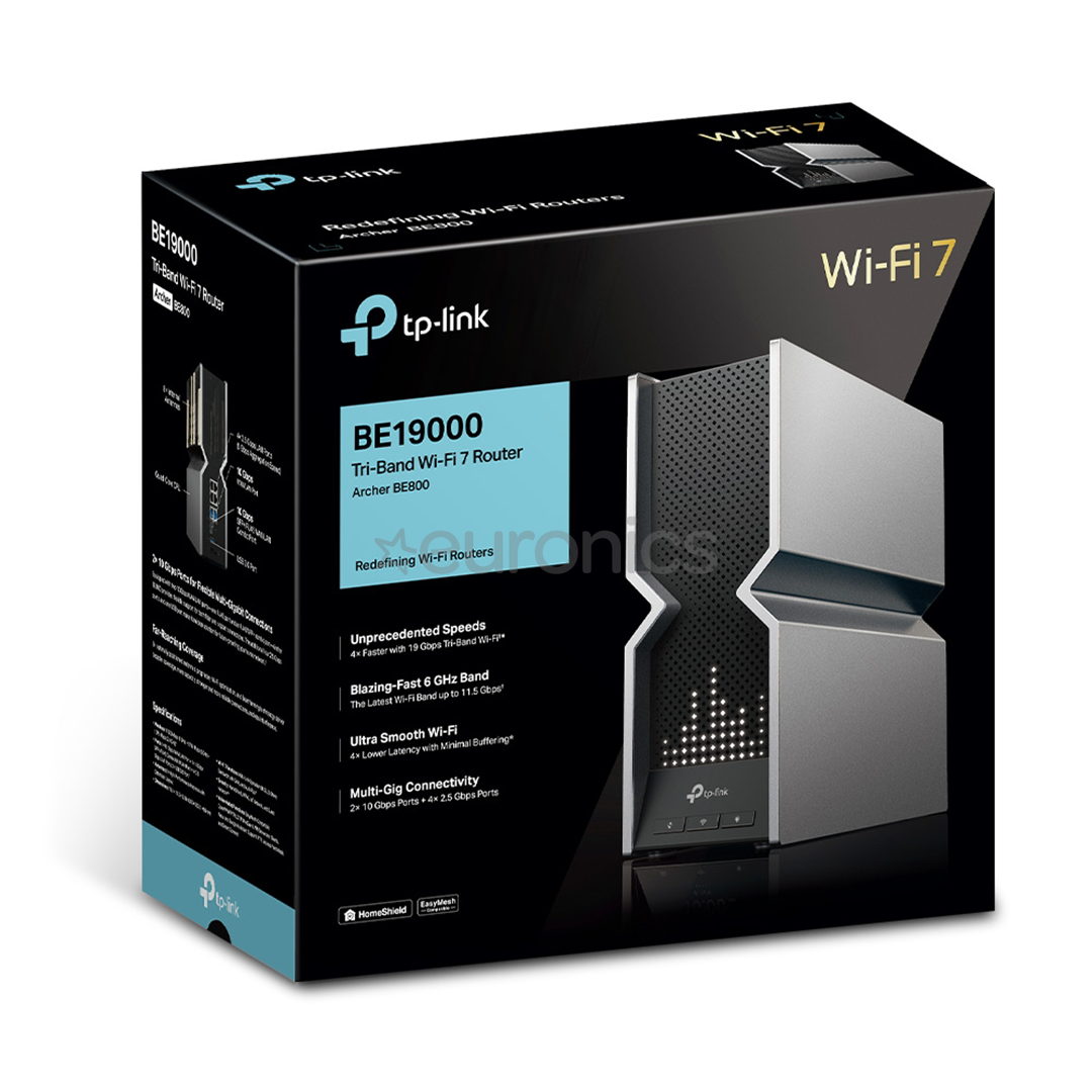 TP-Link Archer BE19000, Wi-Fi 7, серебристый/черный - WiFi-роутер