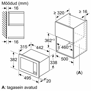 Bosch Series 2, 20 L, 800 W, black - Built-in microwave oven