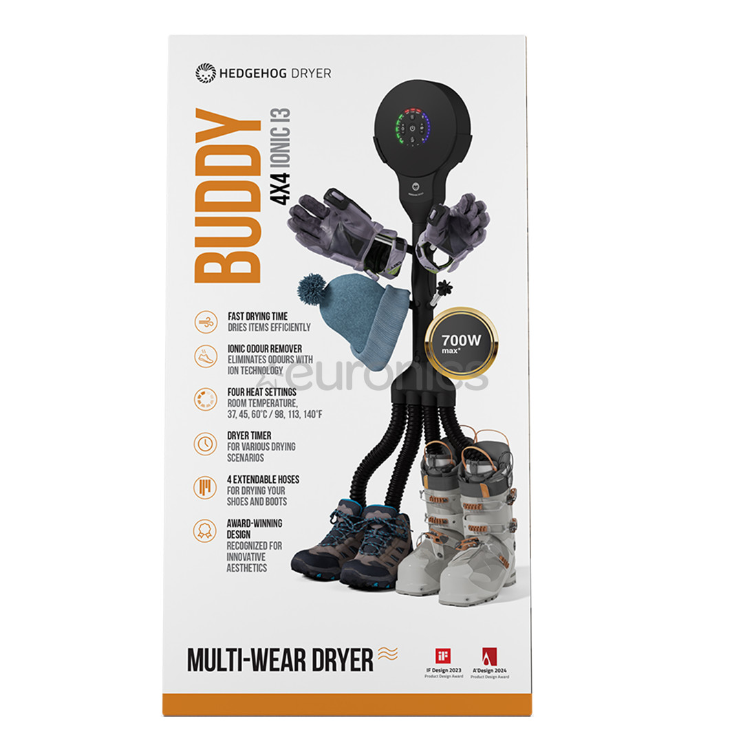 Hedgehog Buddy, 4x4, black - Shoe dryer