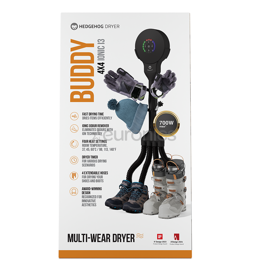 Hedgehog Buddy, 4x4, black - Shoe dryer