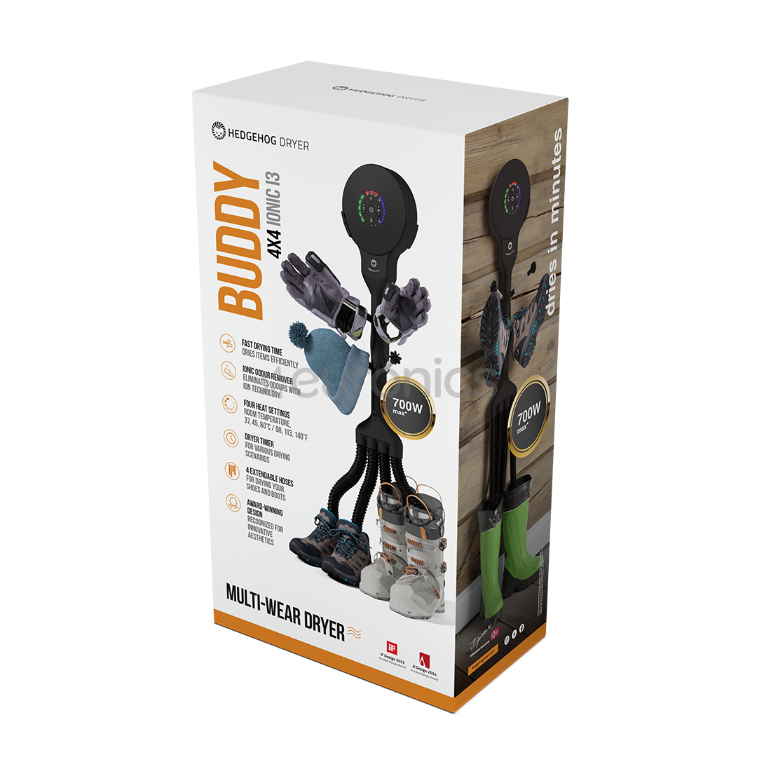 Hedgehog Buddy, 4x4, black - Shoe dryer