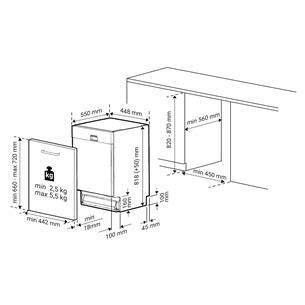 Beko, 10 nõudekomplekti, laius 44.8 cm - Integreeritav nõudepesumasin