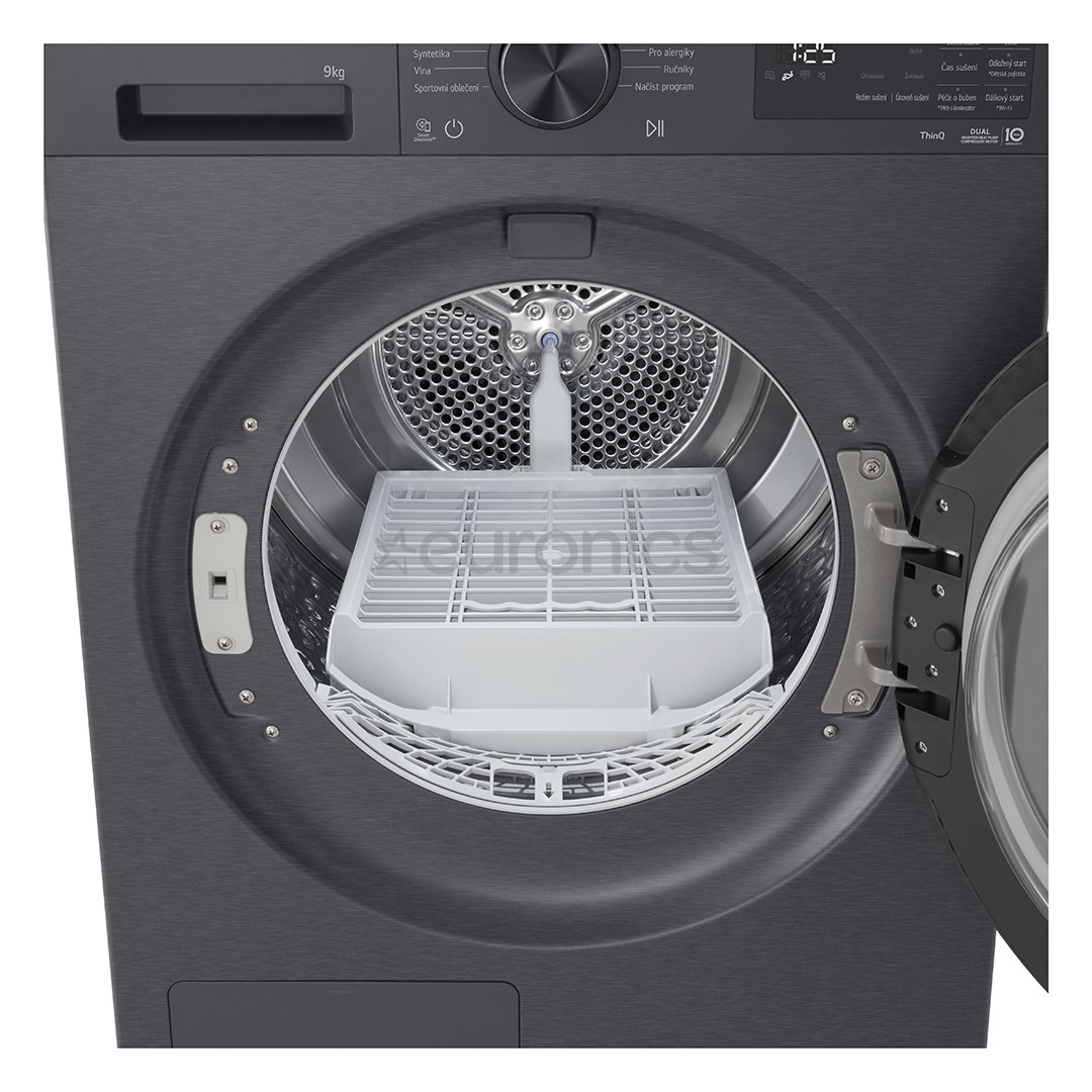 LG, Soojuspump, 9 kg, sügavus 66 cm, mattmust - Pesukuivati