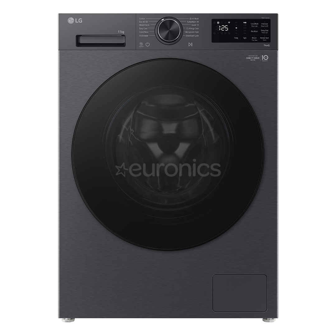 LG, 11 kg, depth 57 cm, 1400 rpm, matte black - Front load washing machine