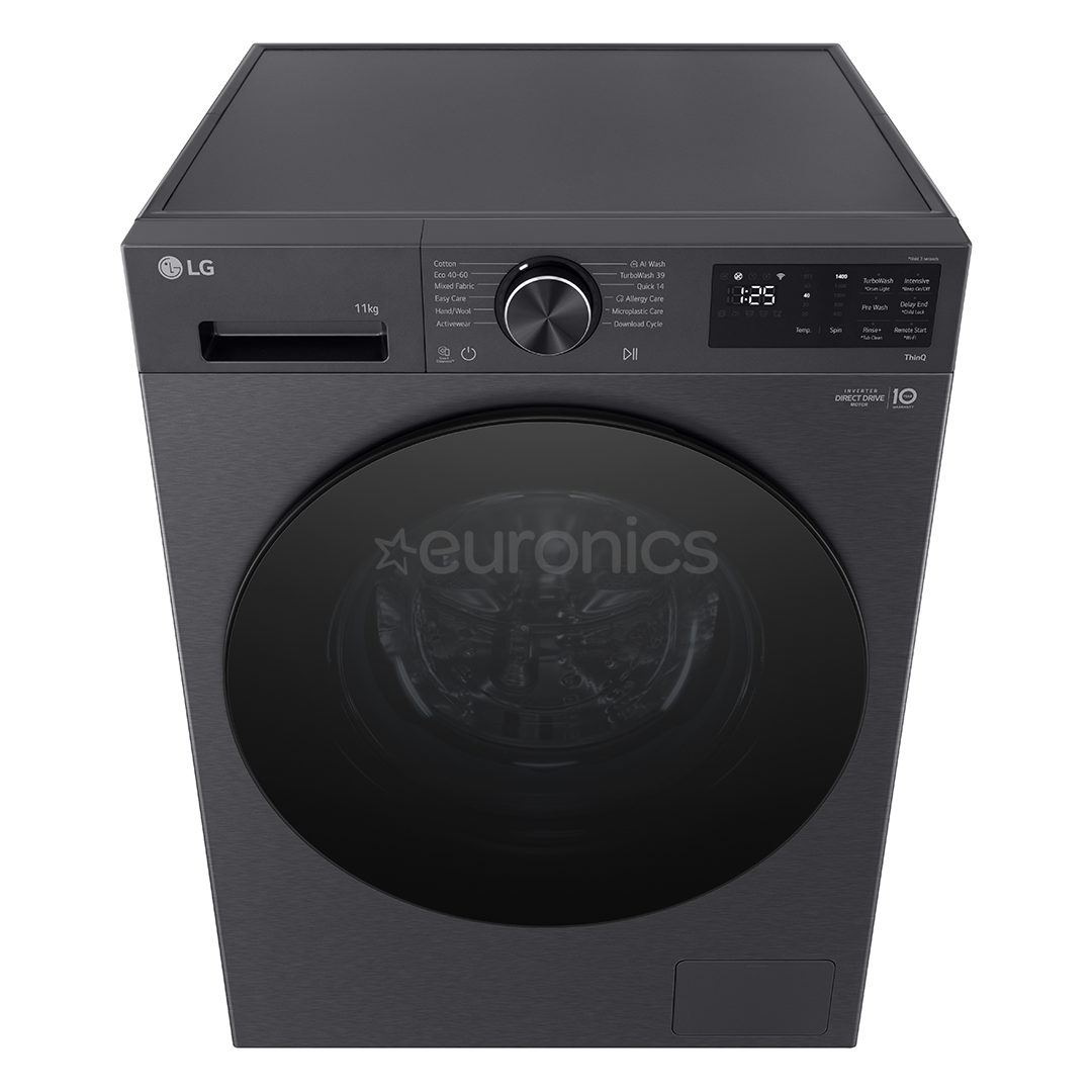 LG, 11 kg, depth 57 cm, 1400 rpm, matte black - Front load washing machine