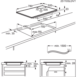 Electrolux 700 seeria SenseBoil Hob2Hood, laius 80 cm, must - Integreeritav induktsioonpliidiplaat
