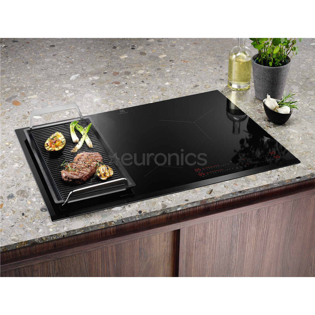 Electrolux 700 seeria SenseBoil Hob2Hood, laius 80 cm, must - Integreeritav induktsioonpliidiplaat