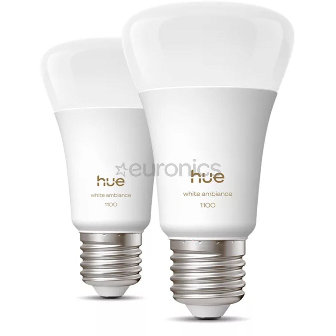 Philips Hue White Ambiance A60, E27, 2 tk, valge - Nutivalgusti