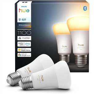 Philips Hue White Ambiance A60, E27, 2 tk, valge - Nutivalgusti
