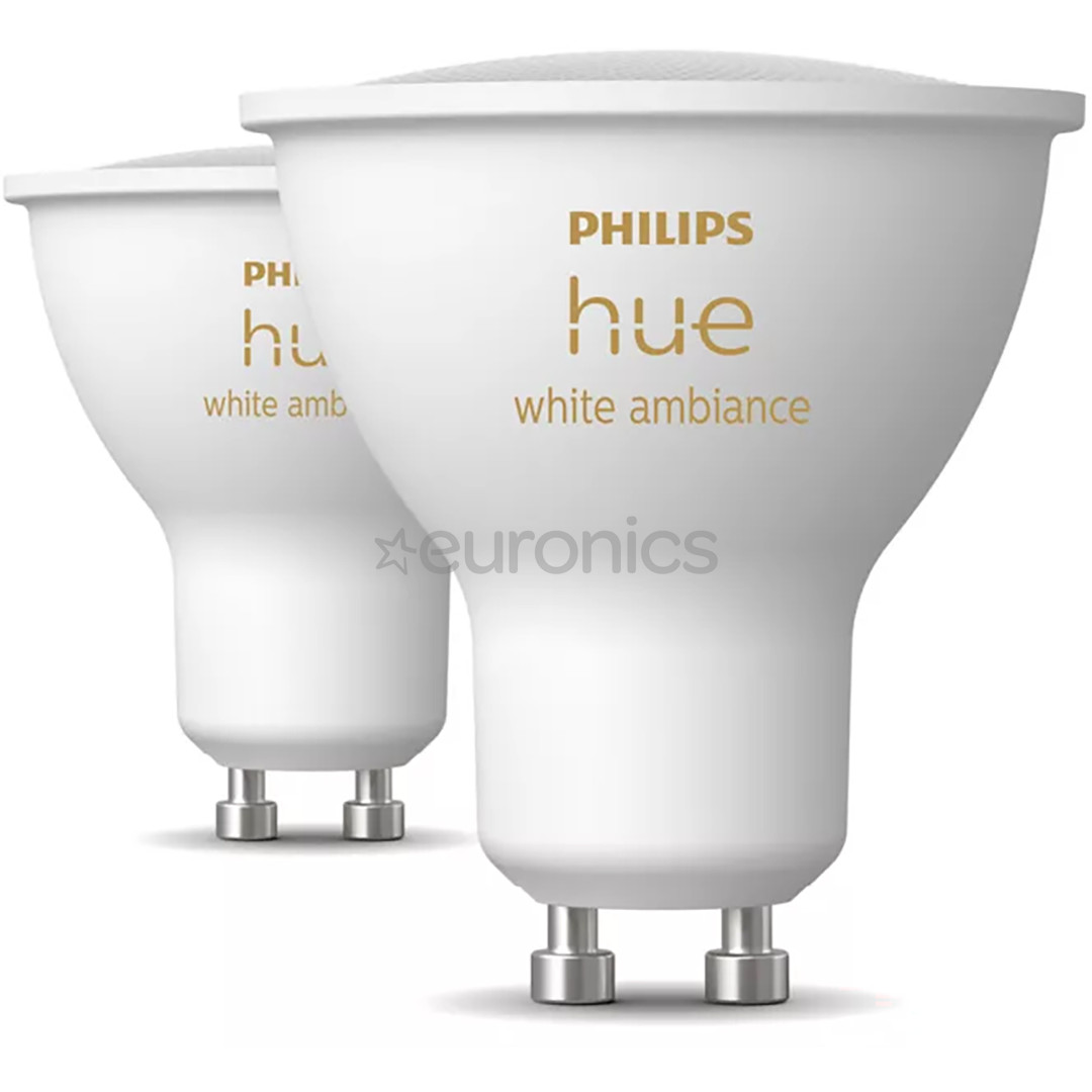 Philips Hue White Ambiance, GU10, 2 tk, valge - Nutivalgusti