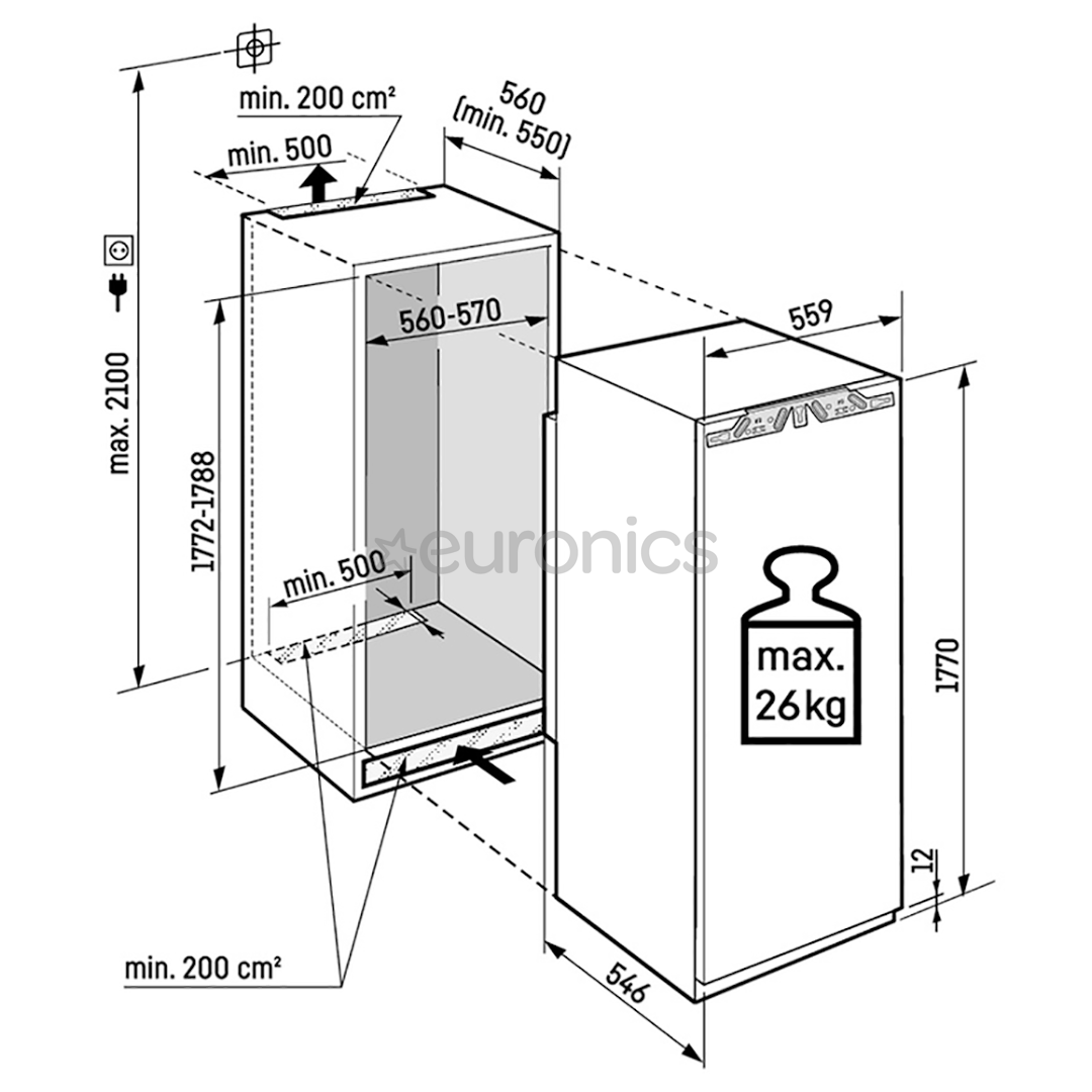 Liebherr Plus BioFresh, 294 L, kõrgus 177 cm - Integreeritav jahekapp