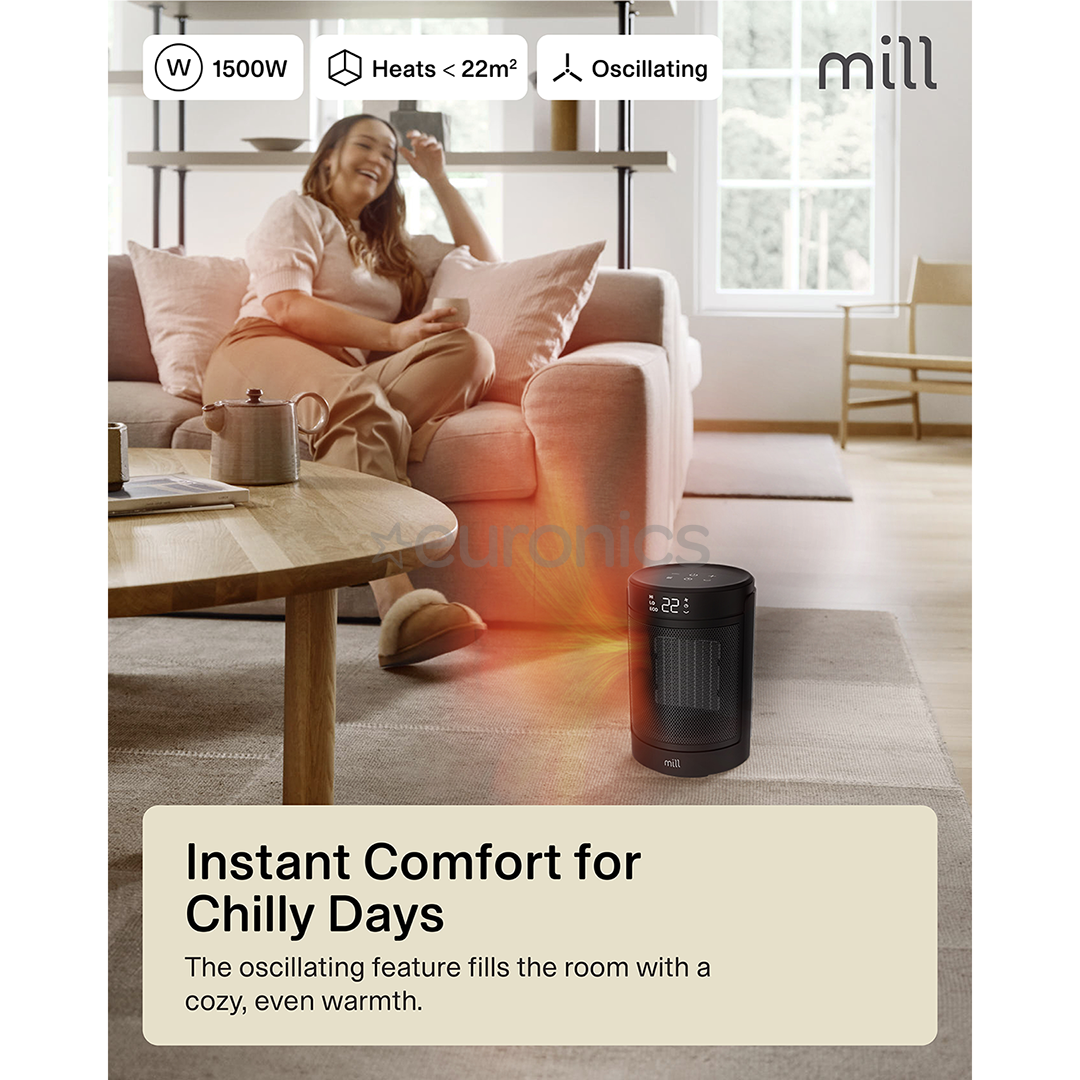 Mill, 1500 Вт, черный - Керамический термовентилятор