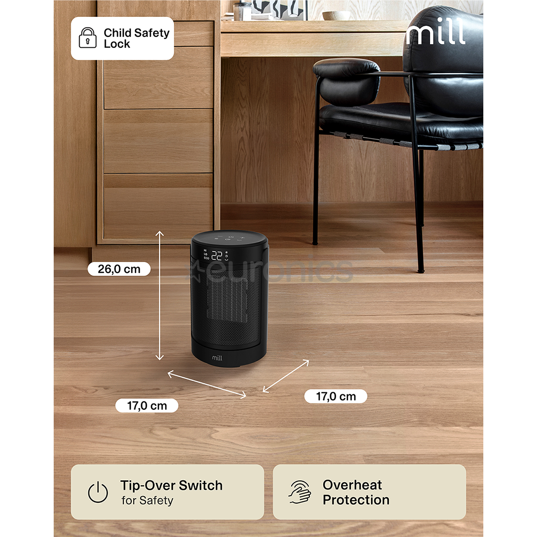 Mill, 1500 Вт, черный - Керамический термовентилятор