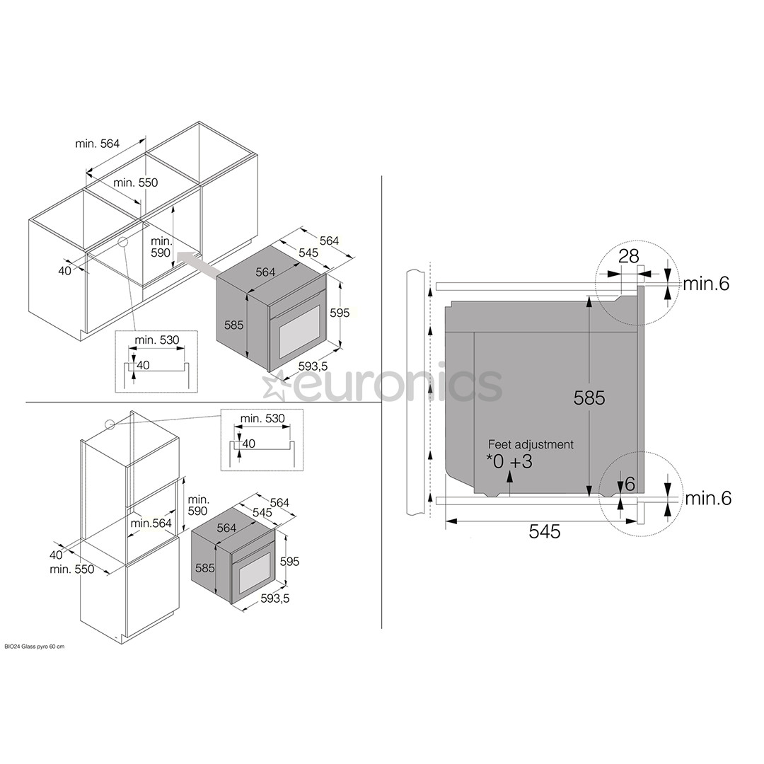 Asko, 71 L, pürolüütiline puhastus, must - Integreeritav ahi