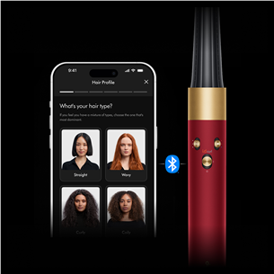 Dyson Airwrap i.d.™, Bluetooth®, 1300 Вт, Straight+Wavy, Red Velvet, красный/золотистый - Стайлер для волос
