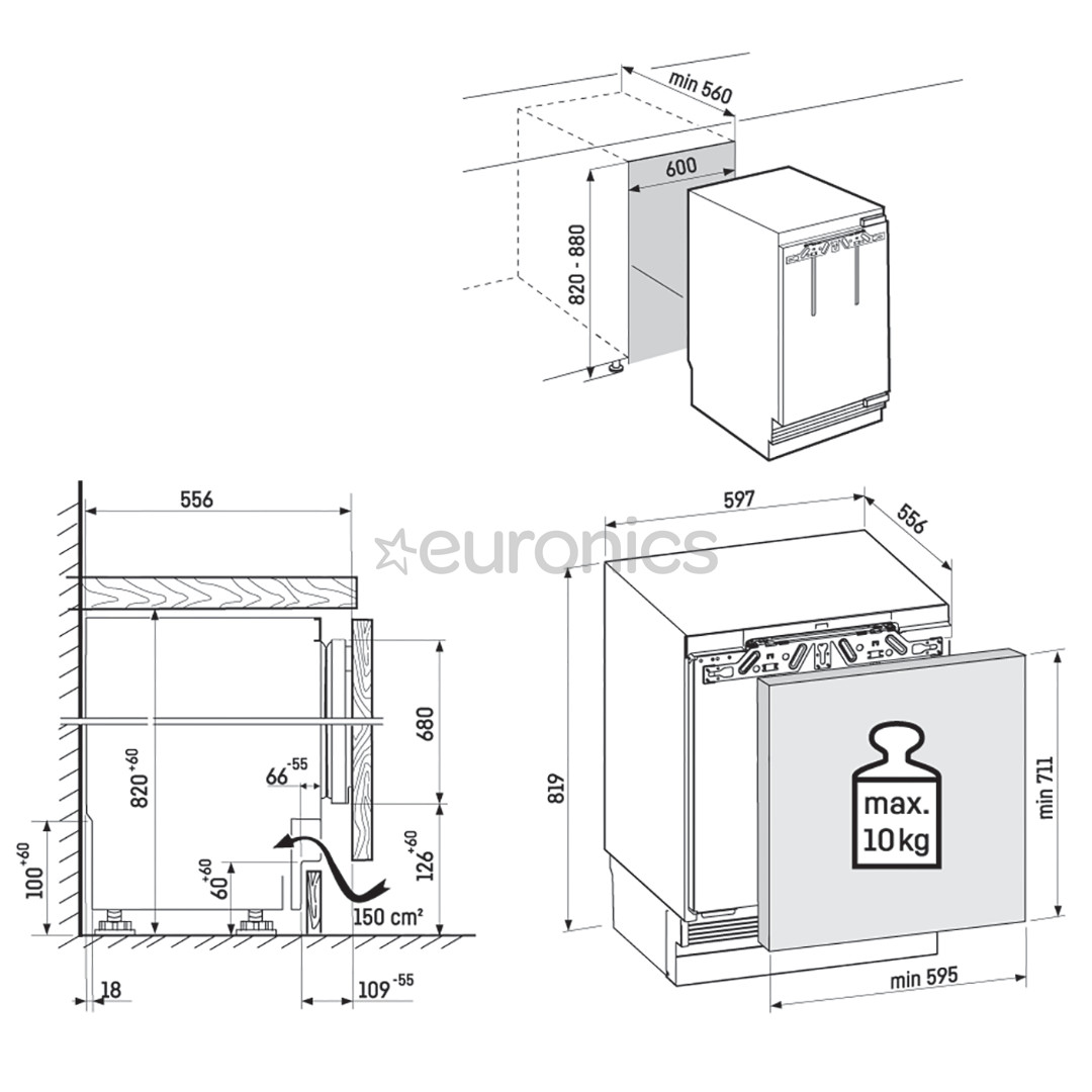 Liebherr, 124 L, kõrgus 82 cm - Integreeritav jahekapp