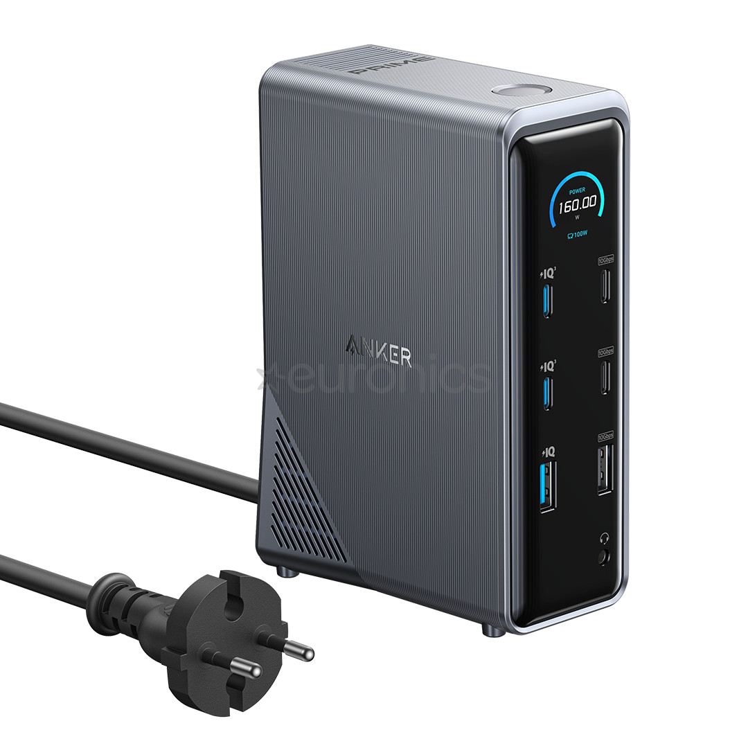 Anker Prime Dual Display, 160 W, must - Sülearvuti dokk