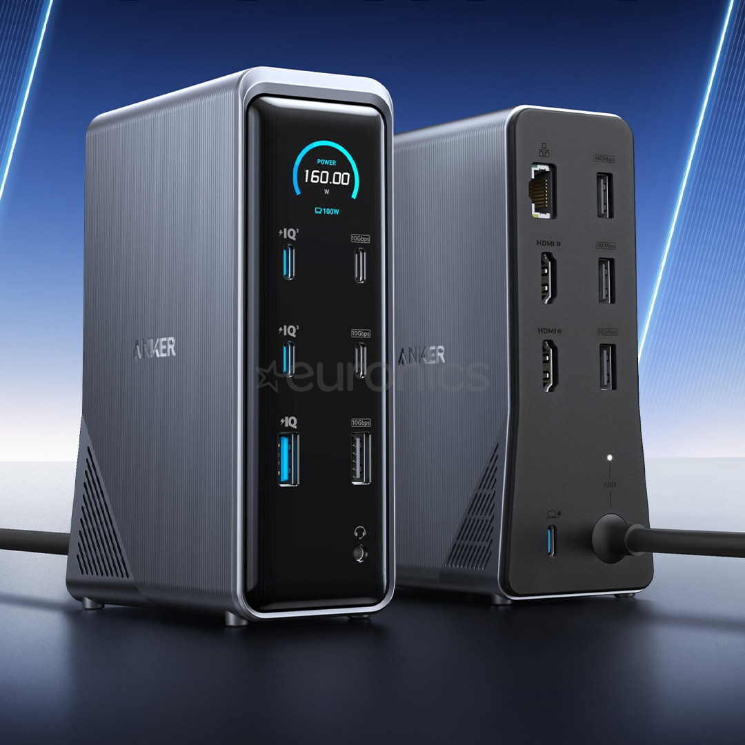 Anker Prime Dual Display, 160 W, must - Sülearvuti dokk