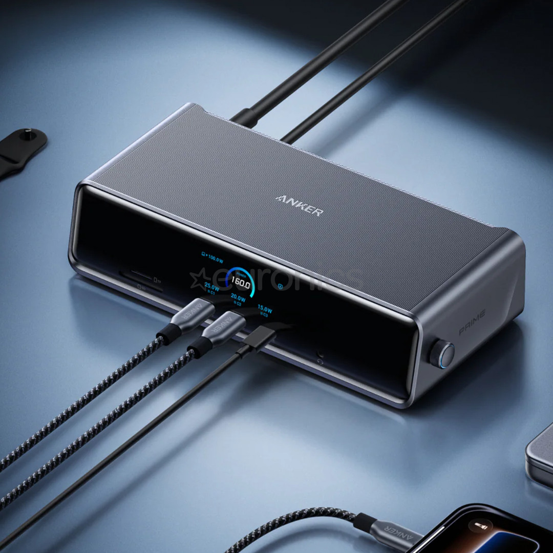 Anker Prime Triple Display, 140 W, hall - Sülearvuti dokk