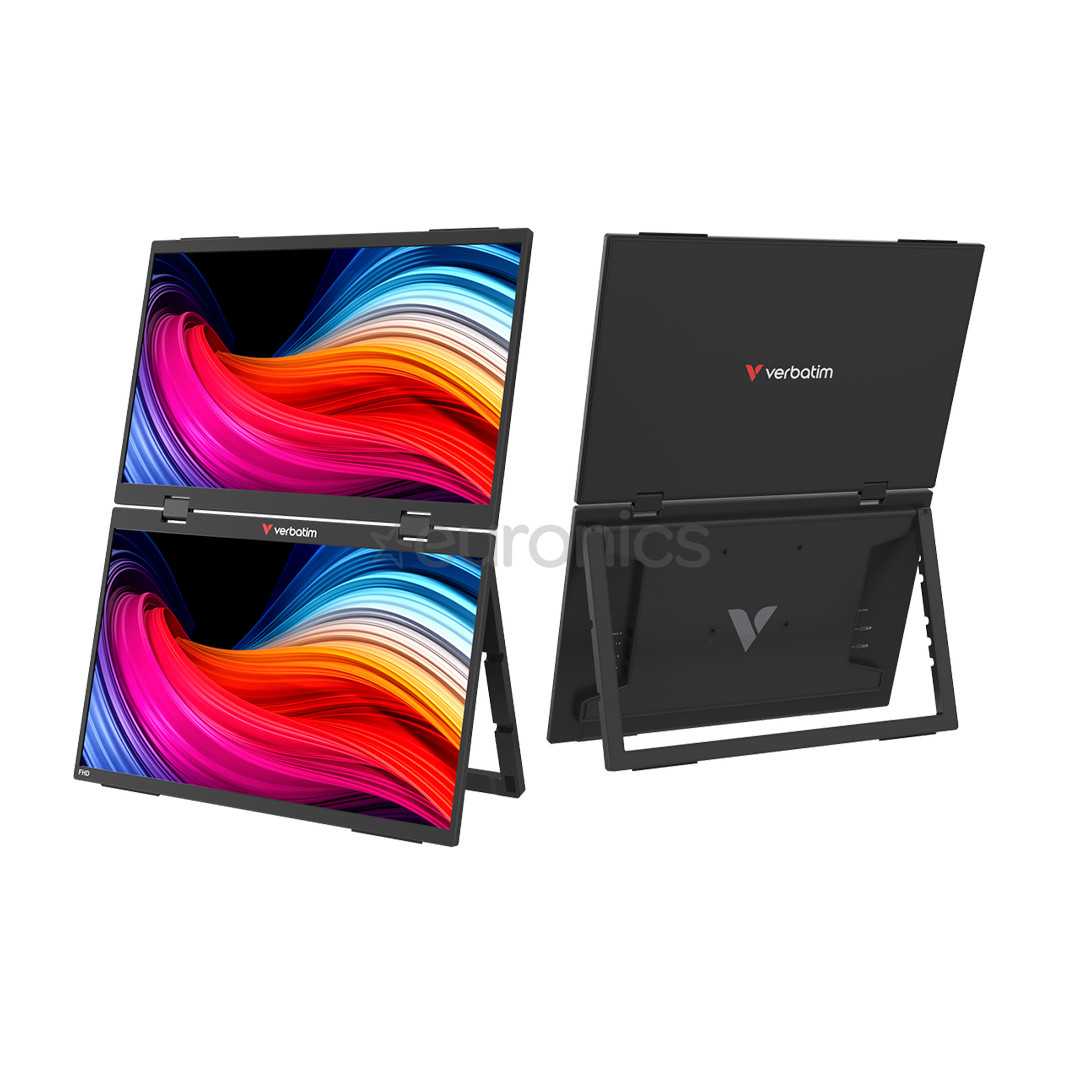 Verbatim Dual Portable Monitor, 15.6'', FullHD, IPS, 60 Hz, USB-C, hall - Monitor