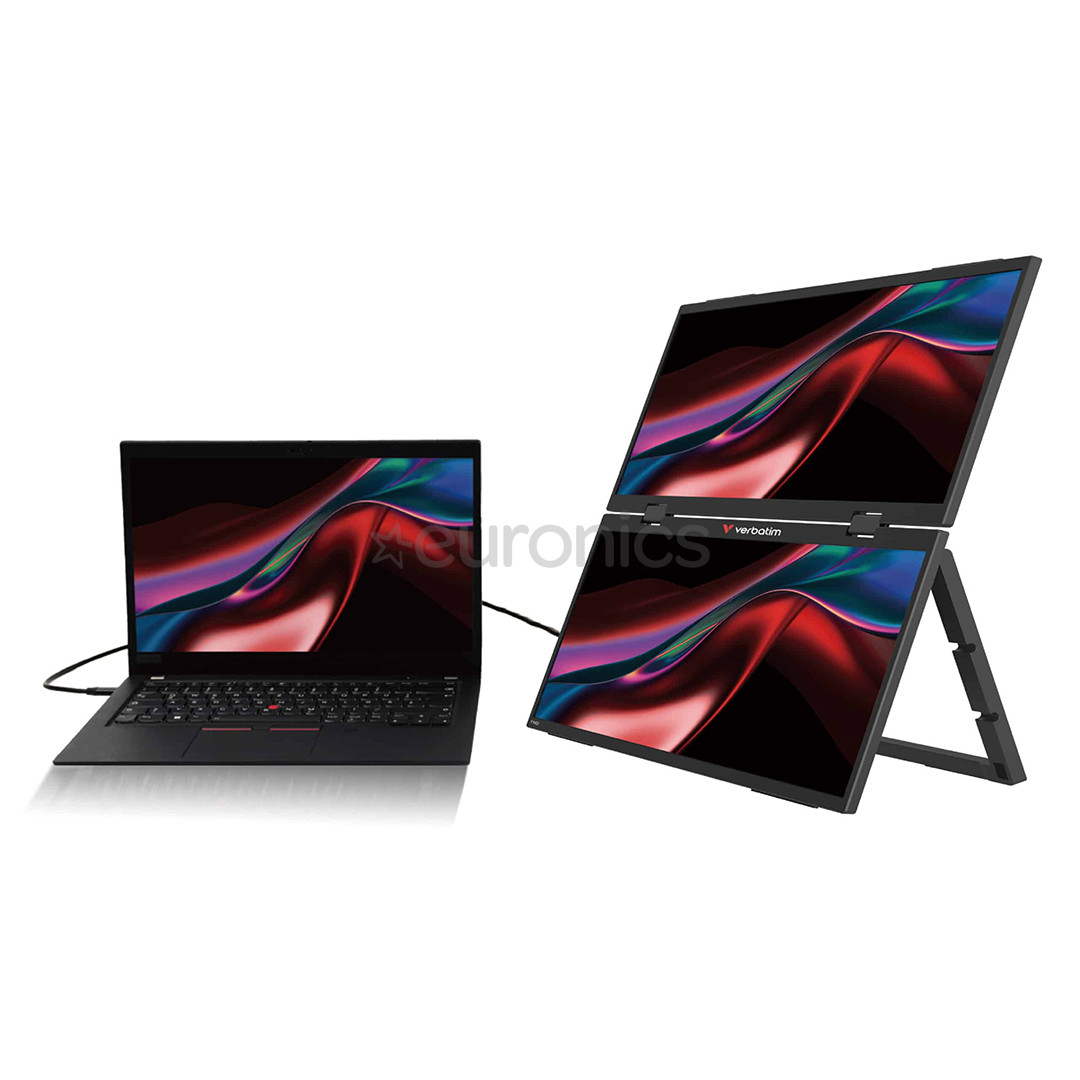 Verbatim Dual Portable Monitor, 15.6'', FullHD, IPS, 60 Hz, USB-C, hall - Monitor